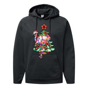 Summer Tropical Flamingo Santa Hat Christmas In July Performance Fleece Hoodie