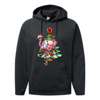 Summer Tropical Flamingo Santa Hat Christmas In July Performance Fleece Hoodie