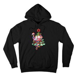 Summer Tropical Flamingo Santa Hat Christmas In July Hoodie