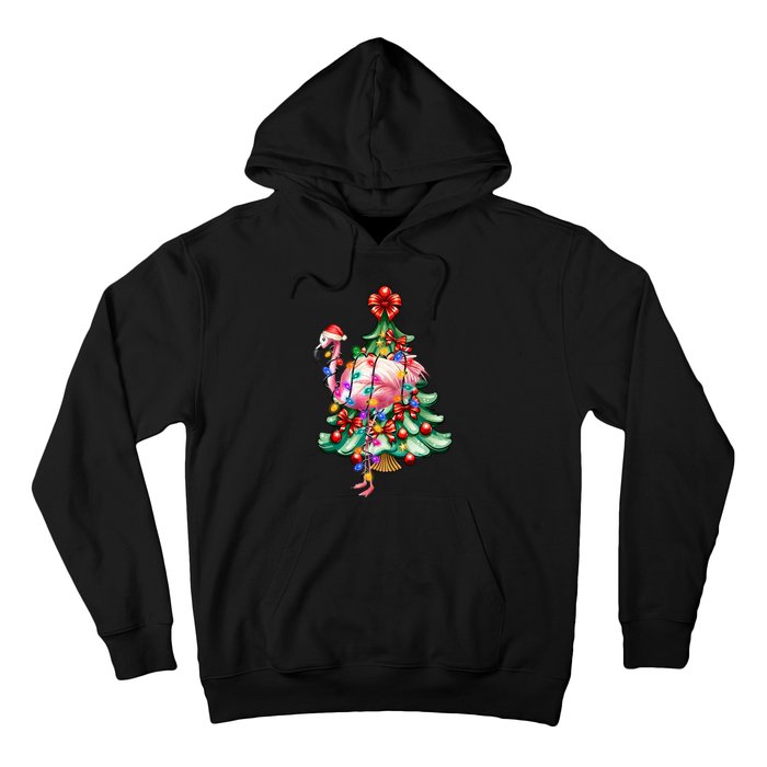 Summer Tropical Flamingo Santa Hat Christmas In July Hoodie