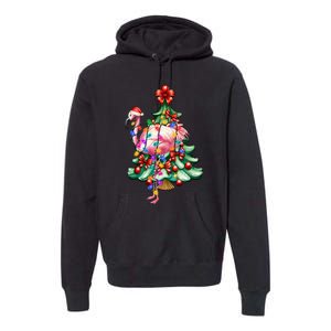 Summer Tropical Flamingo Santa Hat Christmas In July Premium Hoodie