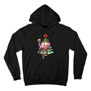 Summer Tropical Flamingo Santa Hat Christmas In July Tall Hoodie