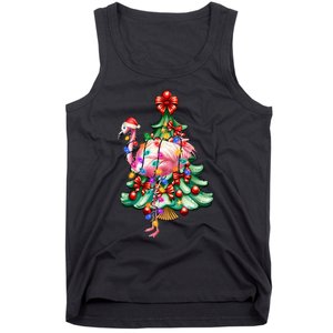 Summer Tropical Flamingo Santa Hat Christmas In July Tank Top