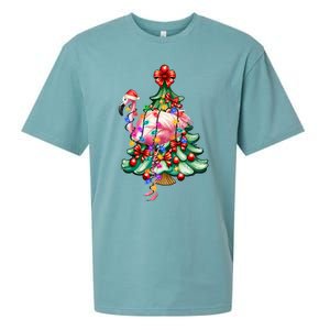 Summer Tropical Flamingo Santa Hat Christmas In July Sueded Cloud Jersey T-Shirt