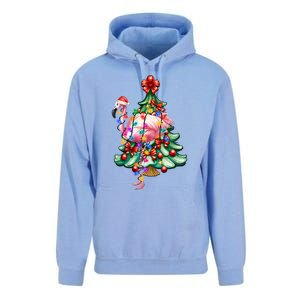 Summer Tropical Flamingo Santa Hat Christmas In July Unisex Surf Hoodie