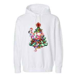 Summer Tropical Flamingo Santa Hat Christmas In July Garment-Dyed Fleece Hoodie