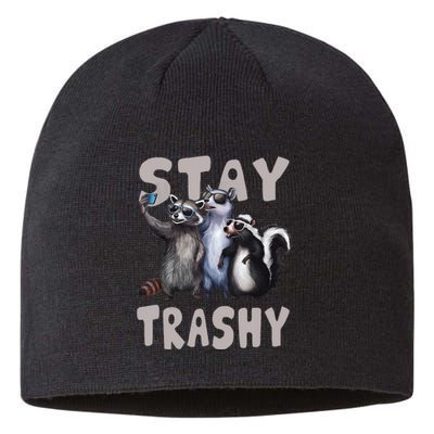 Stay Trashy Funny Raccoon Opossum Skunk Funny Sustainable Beanie