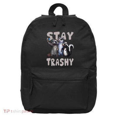 Stay Trashy Funny Raccoon Opossum Skunk Funny 16 in Basic Backpack