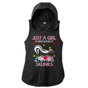 Skunk Tees For Women Grils Gift Just A Girl Who Loves Skunks Ladies PosiCharge Tri-Blend Wicking Draft Hoodie Tank