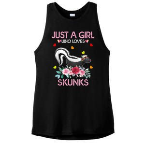 Skunk Tees For Women Grils Gift Just A Girl Who Loves Skunks Ladies PosiCharge Tri-Blend Wicking Tank