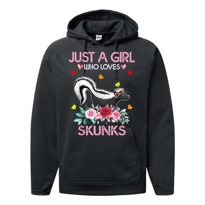 Skunk Tees For Women Grils Gift Just A Girl Who Loves Skunks Performance Fleece Hoodie