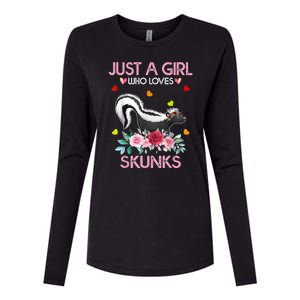 Skunk Tees For Women Grils Gift Just A Girl Who Loves Skunks Womens Cotton Relaxed Long Sleeve T-Shirt