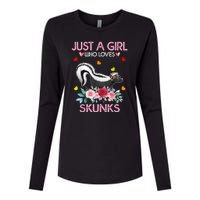 Skunk Tees For Women Grils Gift Just A Girl Who Loves Skunks Womens Cotton Relaxed Long Sleeve T-Shirt