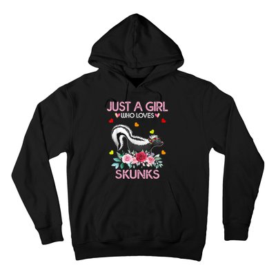 Skunk Tees For Women Grils Gift Just A Girl Who Loves Skunks Hoodie