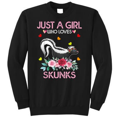 Skunk Tees For Women Grils Gift Just A Girl Who Loves Skunks Sweatshirt