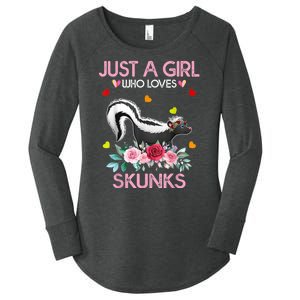 Skunk Tees For Women Grils Gift Just A Girl Who Loves Skunks Women's Perfect Tri Tunic Long Sleeve Shirt