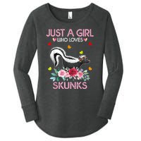 Skunk Tees For Women Grils Gift Just A Girl Who Loves Skunks Women's Perfect Tri Tunic Long Sleeve Shirt