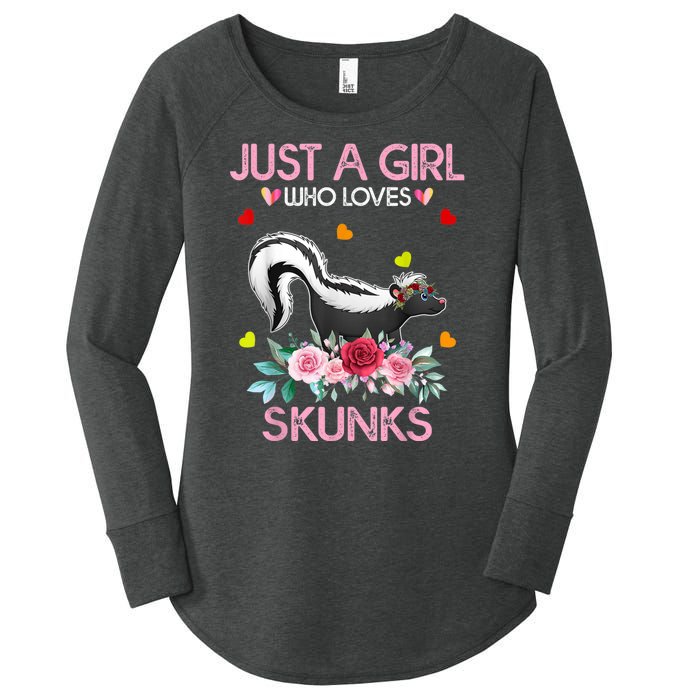 Skunk Tees For Women Grils Gift Just A Girl Who Loves Skunks Women's Perfect Tri Tunic Long Sleeve Shirt