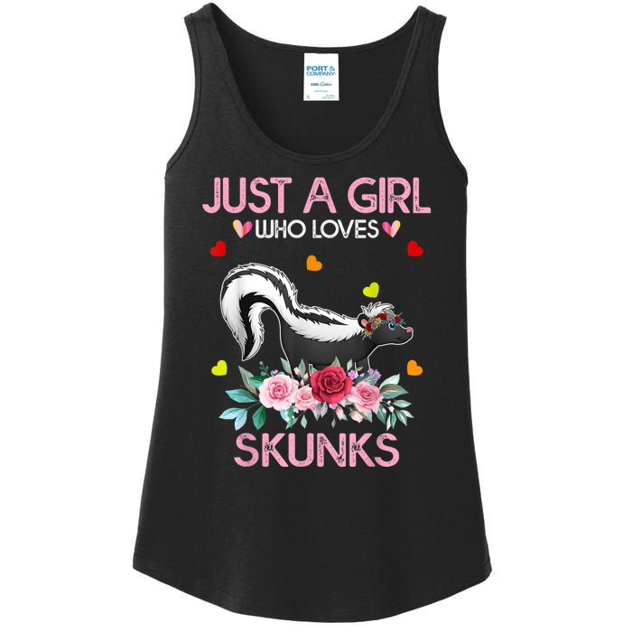 Skunk Tees For Women Grils Gift Just A Girl Who Loves Skunks Ladies Essential Tank