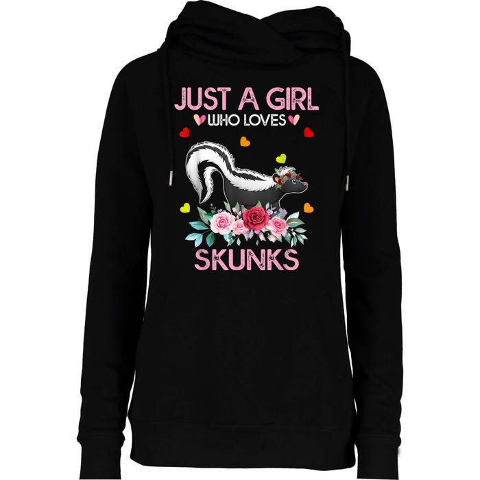 Skunk Tees For Women Grils Gift Just A Girl Who Loves Skunks Womens Funnel Neck Pullover Hood