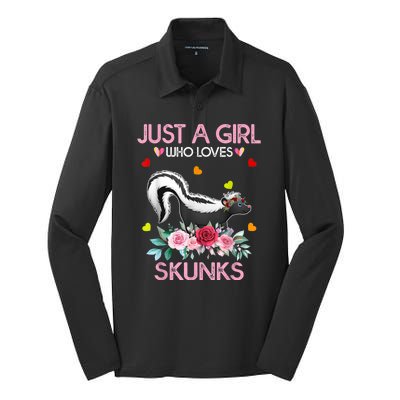 Skunk Tees For Women Grils Gift Just A Girl Who Loves Skunks Silk Touch Performance Long Sleeve Polo