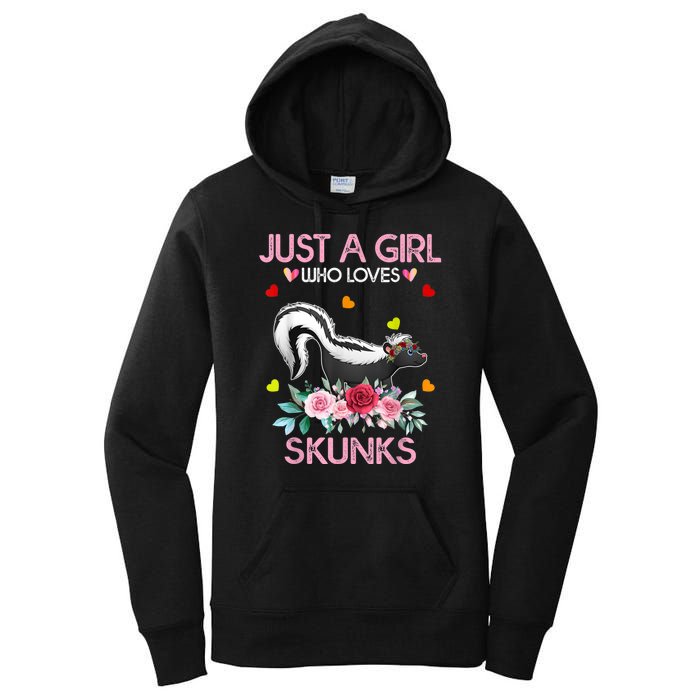 Skunk Tees For Women Grils Gift Just A Girl Who Loves Skunks Women's Pullover Hoodie