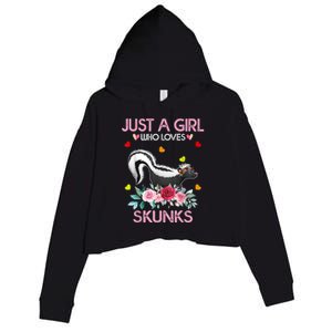 Skunk Tees For Women Grils Gift Just A Girl Who Loves Skunks Crop Fleece Hoodie