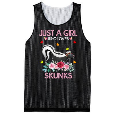 Skunk Tees For Women Grils Gift Just A Girl Who Loves Skunks Mesh Reversible Basketball Jersey Tank