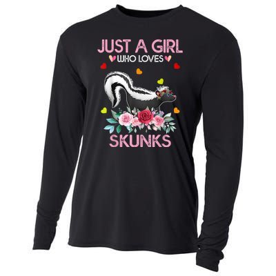 Skunk Tees For Women Grils Gift Just A Girl Who Loves Skunks Cooling Performance Long Sleeve Crew