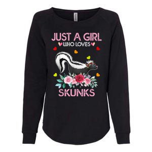 Skunk Tees For Women Grils Gift Just A Girl Who Loves Skunks Womens California Wash Sweatshirt