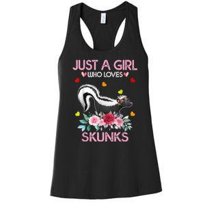 Skunk Tees For Women Grils Gift Just A Girl Who Loves Skunks Women's Racerback Tank