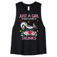 Skunk Tees For Women Grils Gift Just A Girl Who Loves Skunks Women's Racerback Cropped Tank