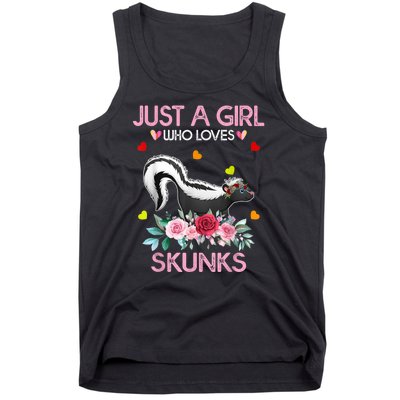 Skunk Tees For Women Grils Gift Just A Girl Who Loves Skunks Tank Top