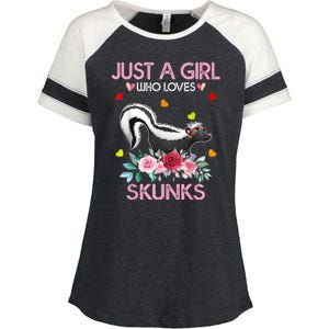 Skunk Tees For Women Grils Gift Just A Girl Who Loves Skunks Enza Ladies Jersey Colorblock Tee