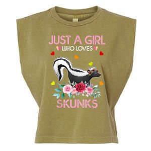 Skunk Tees For Women Grils Gift Just A Girl Who Loves Skunks Garment-Dyed Women's Muscle Tee