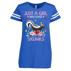 Skunk Tees For Women Grils Gift Just A Girl Who Loves Skunks Enza Ladies Jersey Football T-Shirt