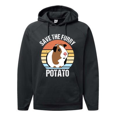 Save The Furry Potato Funny Guinea Pig Performance Fleece Hoodie