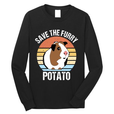 Save The Furry Potato Funny Guinea Pig Long Sleeve Shirt