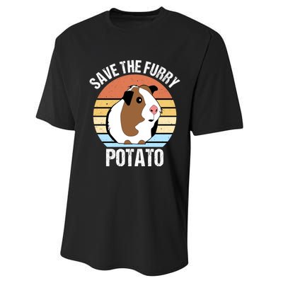 Save The Furry Potato Funny Guinea Pig Performance Sprint T-Shirt