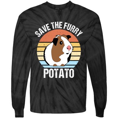 Save The Furry Potato Funny Guinea Pig Tie-Dye Long Sleeve Shirt