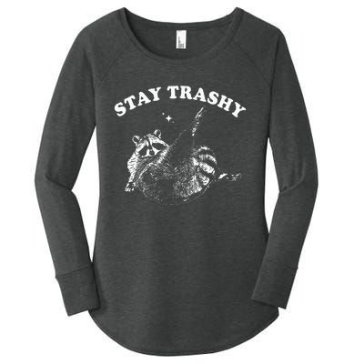 Stay Trashy Funny Raccoon Trash Panda Raccoon Meme Women's Perfect Tri Tunic Long Sleeve Shirt