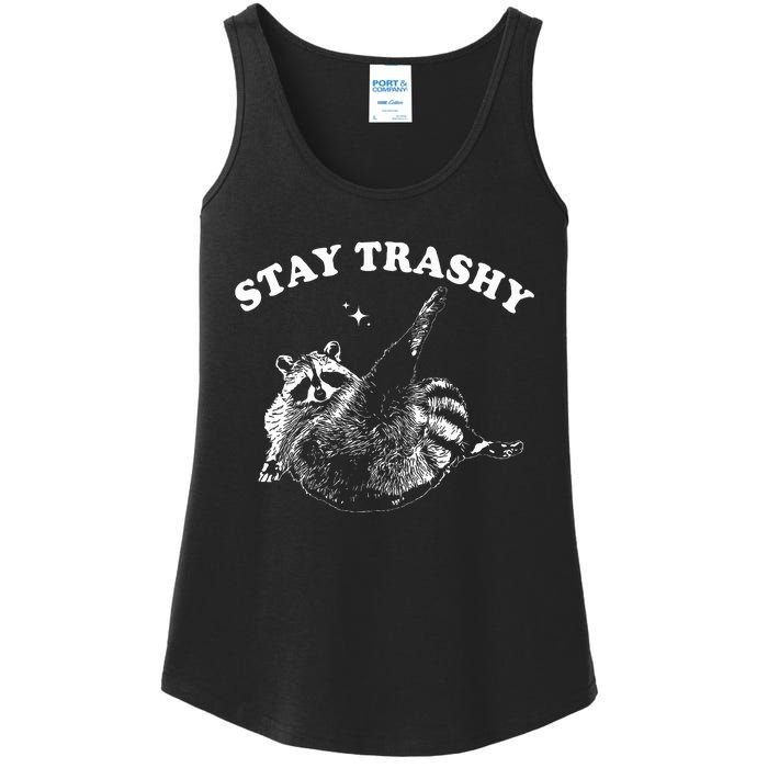 Stay Trashy Funny Raccoon Trash Panda Raccoon Meme Ladies Essential Tank