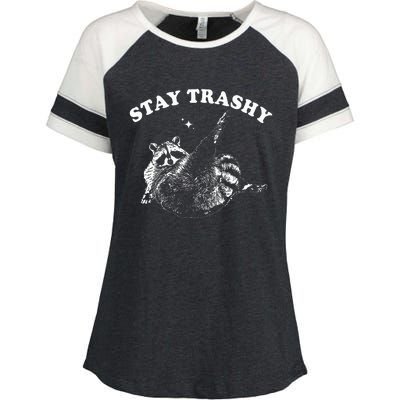 Stay Trashy Funny Raccoon Trash Panda Raccoon Meme Enza Ladies Jersey Colorblock Tee