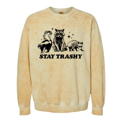 Stay Trashy Funny Raccoon Opossum Skunk Trash Panda Meme Colorblast Crewneck Sweatshirt