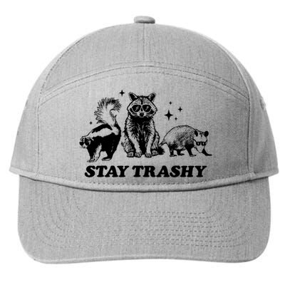 Stay Trashy Funny Raccoon Opossum Skunk Trash Panda Meme 7-Panel Snapback Hat