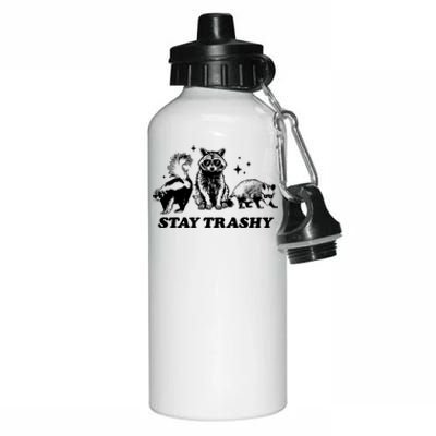 Stay Trashy Funny Raccoon Opossum Skunk Trash Panda Meme Aluminum Water Bottle 