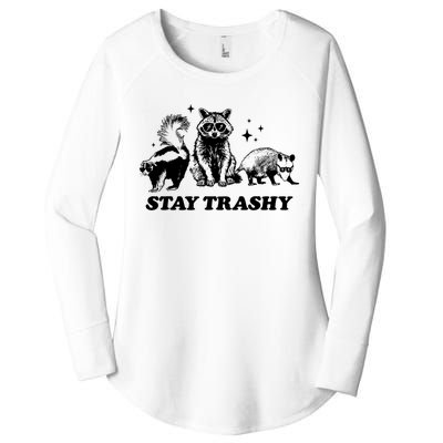 Stay Trashy Funny Raccoon Opossum Skunk Trash Panda Meme Women's Perfect Tri Tunic Long Sleeve Shirt