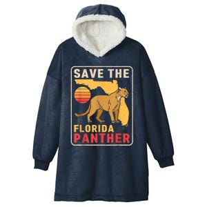 Save The Florida Panther Retro Wildlife Cougar Hooded Wearable Blanket