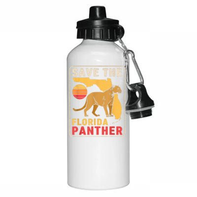 Save The Florida Panther Retro Wildlife Cougar Aluminum Water Bottle