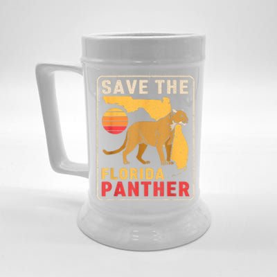 Save The Florida Panther Retro Wildlife Cougar Beer Stein